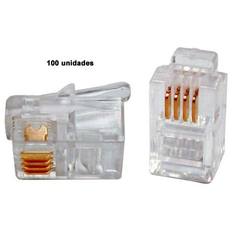 Conector telefonico  rj-9 4 contactos 100 u, para conexion a microauricular y base de telefono