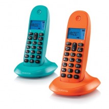 Telefono Inalambrico Duo DECT MOTOROLA C1002 Naranja Azul