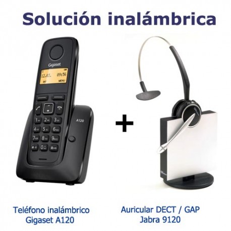 KIT solucion inalambrica Gigaset A120 + Auricular supletorio Dect Jabra 9120 GAP