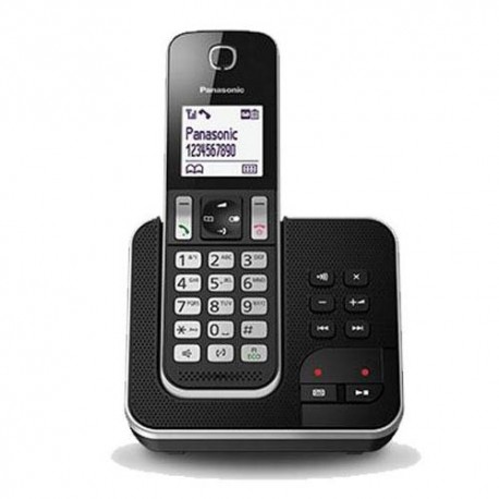 Teléfono inalambrico Panasonic KX-TGD320SPB con contestador negro,