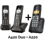 KIT INALAMBRICOS DECT GIGASET A420 DUO + A220  color Negro