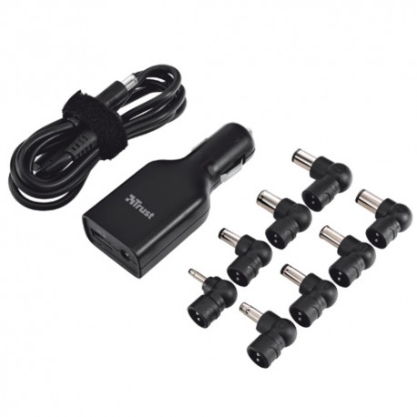 Adaptador cargador Pc portatil Trust plug&go 90W 18507 CAR USB para coche
