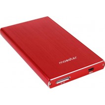 Caja disco duro Mooster 2,5" Sata - USB 2,0 - aluminio cepillado rojo MHD55R
