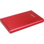 Caja disco duro Mooster 2,5" Sata - USB 2,0 - aluminio cepillado rojo MHD55R