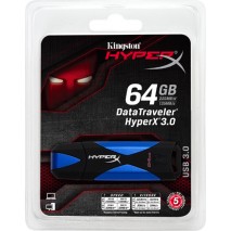Memoria USB Kingston Datatraveler Hyperx 3,0 - unidad flash USB - 64 GB - negro, azul dthx30/64GB US