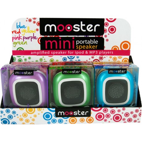 Expositor mostrador 6 altavoces Mooster amplificados - jack 3,5"  1 color de cada