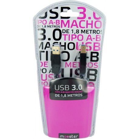 Cable Mooster  USB 3,0 para impresora  tipo A-B macho - macho de 1,8 m, con conectores dorados