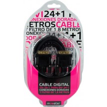 Cable Mooster DVI 24+1 para DVI 24+1 1,3 a, conexiones doradas con filtro de 1,8 m,