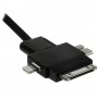 Cable cargador multifuncion 4 en 1 USB micro USB iPhone 5S/4S Samsung S5 negro