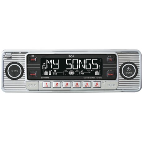 Radio cd kdx retro 600 C plateada , cd , rds, MP3, USB , SD , AUX , 4 x 50 w max , frontal extraible