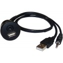 Cable prolongador conexion USB + jack 3,5 mm, montaje interior longitud 2 m,