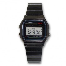 Reloj G&B RGB-77412 digital c/luz metal  baño esmalte negro