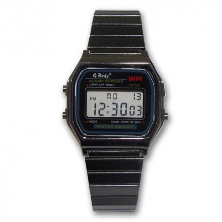 Reloj G&B RGB-77412 digital c/luz metal  baño esmalte negro