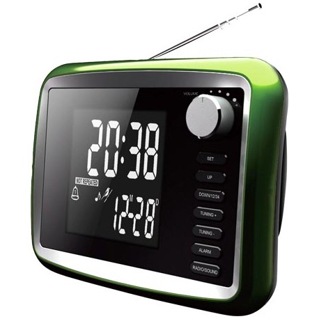 Radio reloj despertador Mooster  pantalla LCD sonidos naturaleza 425-810-green