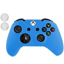 Protector silicona azul con dos protectores de joystick para mando de Xbox one