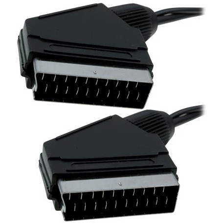 Euroconector 21 pins macho a macho de 3 m, negro