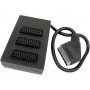 Euroconector 21 pins macho a 3 hembras de 0,4 m, negro