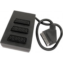 Euroconector 21 pins macho a 3 hembras de 0,4 m, negro