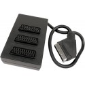 Euroconector 21 pins macho a 3 hembras de 0,4 m, negro