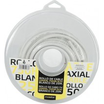 Rollo de cable coaxial de antena 75 ohm 5C2V blanco de 25 m,