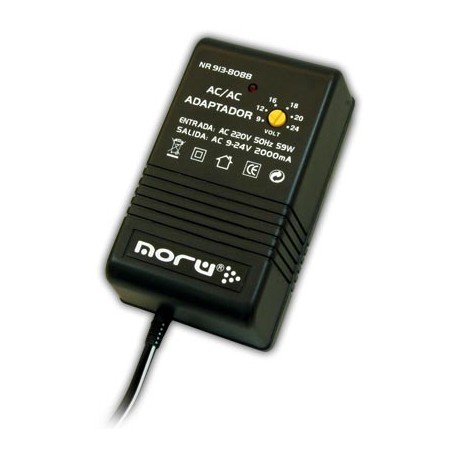 Convertidor transformador de 220 v ( Ac)  a 24/20/18/16/12/9 v, ( Ac ) 2 amp, 59 w, 6 clavijas de co