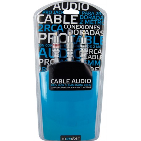 Cable Mooster  Pro Jack 3,5 mm,  2rca con conexiones doradas 2 m, 417-780