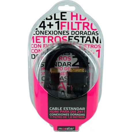 Cable Mooster  HDMI para DVI 24+1 1,3 a conexiones doradas con filtro de 1,8 m, 417-769