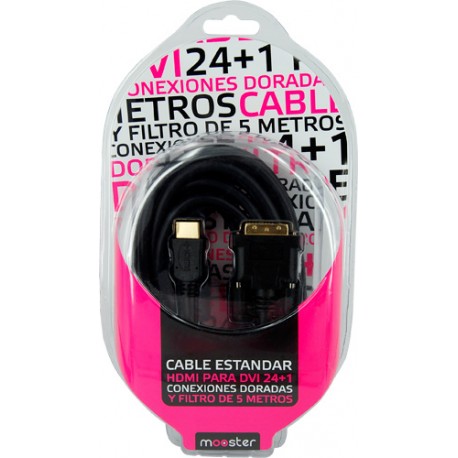 Cable Mooster  HDMI para DVI 24+1 1,3 a conexiones doradas con filtro de 5 m, 417-770