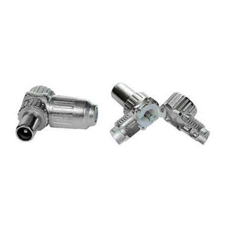 Clavija antena TV macho acodado metalico