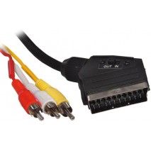 Euroconector macho a 3 rca macho con in-out