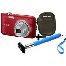 Camara digital Nikon S2900 roja 20Mpx + estuche+ palo selfie