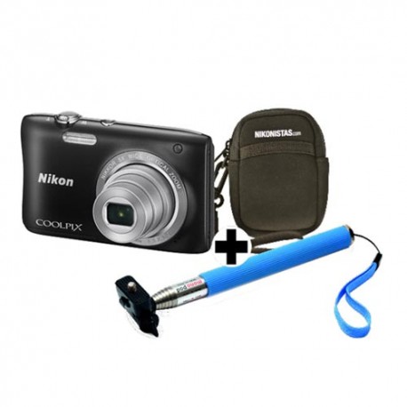 Camara digital Nikon S2900 negra 20Mpx 2,7"+ estuche+ palo selfie