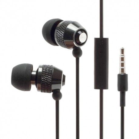 Auriculares metalicos con micro  3.5 mm negro