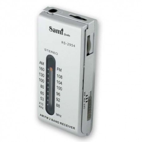 Radio ultra pequeña Sami RS-2954 Am/FM c/auriculares colores surtidos