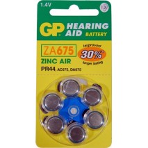 Blister 6 pilas audio GP  ZA675-B6  Zinc aire PR44 (11,6 d, x 5,40 alt,) 1,4  v,  1,4 mAh,