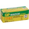Caja de 10 pilas reloj GP  SR 63, V379, SR521SW oxido de plata (5,80 d, x 2,15 alt,) 1,55 v, 14 mAh,