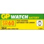 Caja de 10 pilas reloj SR 60 GP 364 oxido de plata (6,80 d, x 2,15 alt,) 1,5 v, 18 mAh,