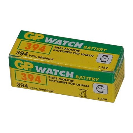 Caja de 10 pilas SR 45 GP V394 SR0936SW oxido de plata (9,50 d, x 3,60 alt,)  1,5 v, 60 mAh,