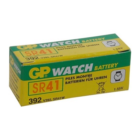 Caja de 10 pilas GP 392 oxido de plata SR41W (7,90 d, x 3,60 alt,) 1,5 v, 42 mAh,