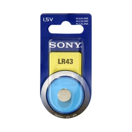 Blister 1 pila alcalina  Sony  LR43 (calculadoras, videojuegos, alarmas, etc,)