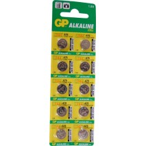 Blister 10 pilas A76 boton LR44 alcalina (11,60 d, x 5,40 alt,) 1,5 v, 110 mAh,, ag13