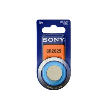 Blister 1 pila  Sony CR2025 Litio (20 mm, d, x 2,50 alt,) 3 v, 160 mAh,