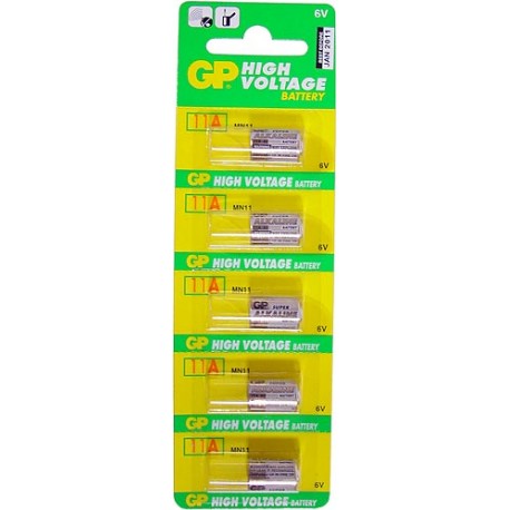 Blister 5 pilas GP 11A 6 v, alcalina (10 x 16 mm,)