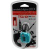 Blister candado combinacion 3 digitos con TSA lock colores varios arco flexible