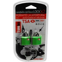 Blister 2 pcs candados de llave con TSA lock colores varios