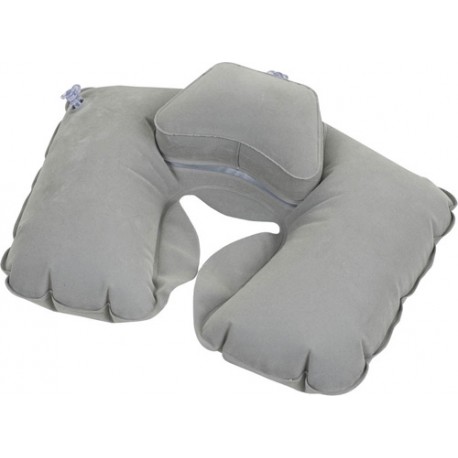 Blister almohadilla hinchable de viaje con refuerzo cuello color gris