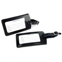 Solapa con 2 pcs tarjetas identificadoras de maletas de piel color negro