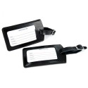 Solapa con 2 pcs tarjetas identificadoras de maletas de piel color negro