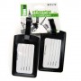 Solapa con 2 pcs tarjetas identificadoras de maletas de piel color negro