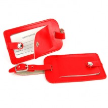 Solapa con 2 Pcs tarjetas identificadoras de maletas de piel color rojo